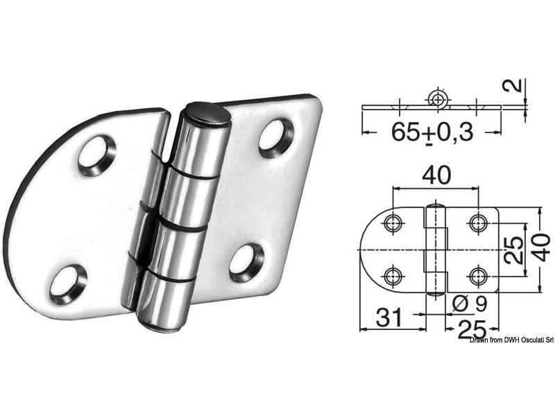 Cerniera inox 65x40 mm 