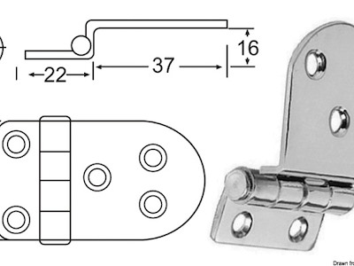 Cerniera inox a sbalzo 59x40 mm 