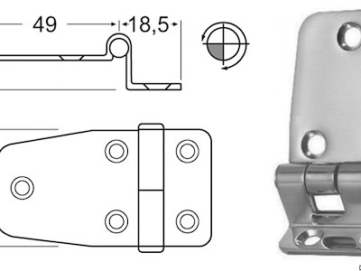 Cerniera inox a sbalzo 67,5x37 mm 
