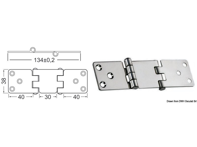 Cerniera inox 134x38 mm 