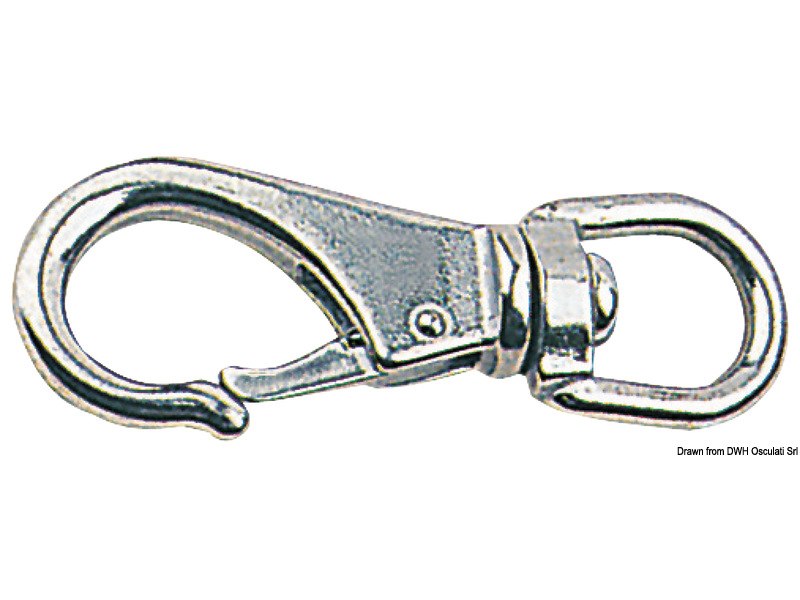 Moschettone in acciaio inox con girella