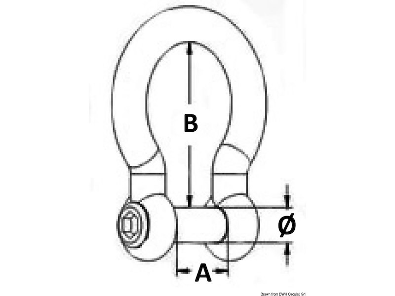 Grillo a cetra con perno incassato per ancore, taglio brugola