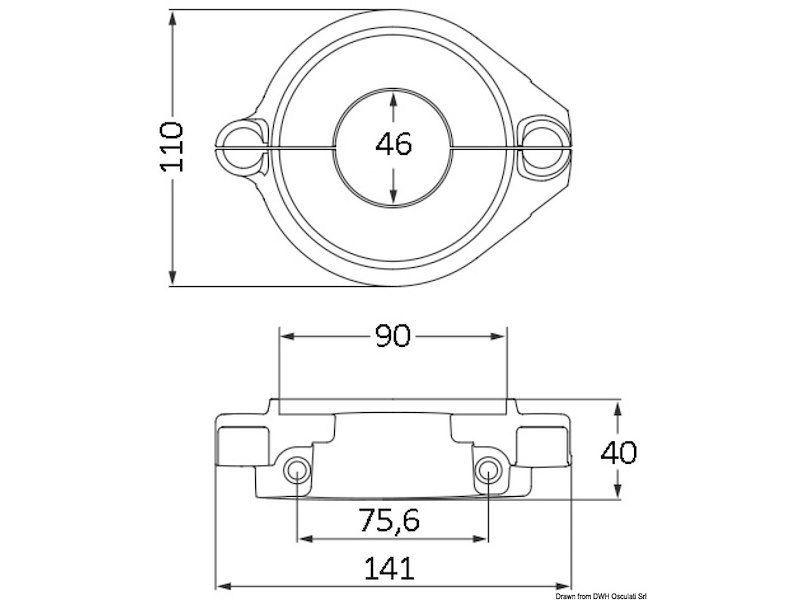 Anodo in due pezzi per sail drive, collare Ø 107 mm
