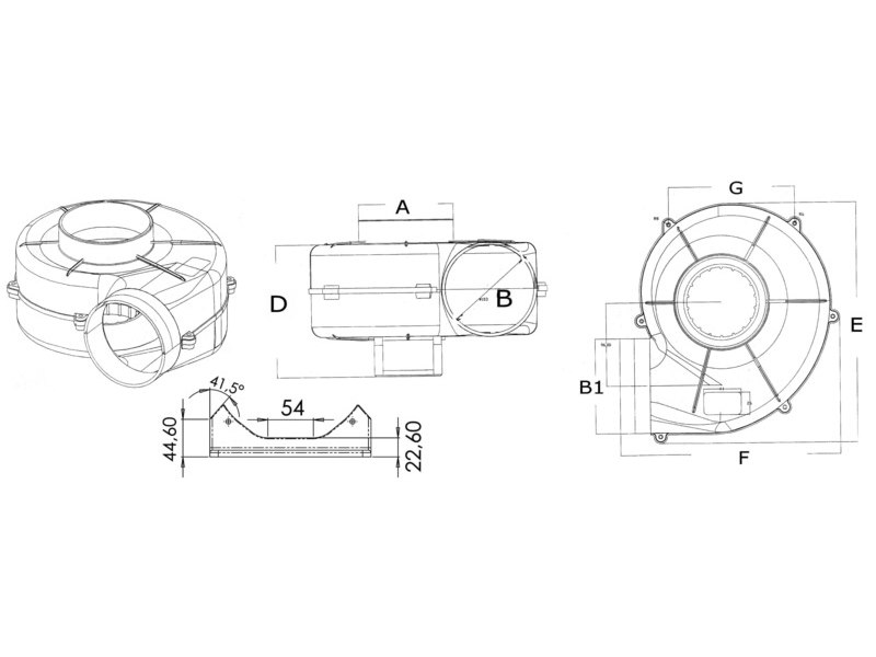 Aspiratore centrifugo per fissaggio con staffa, omologato RINA