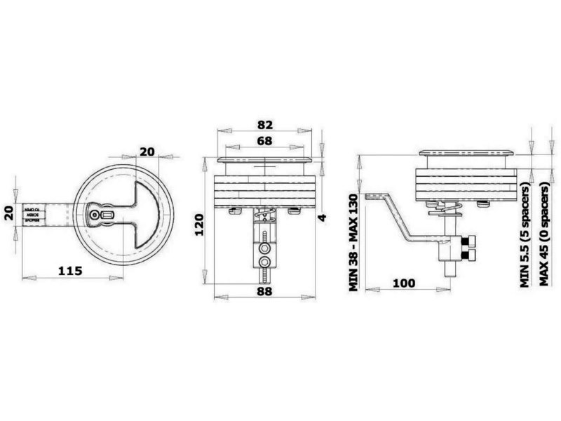 Alzapagliolo a filo con chiusura a camme
