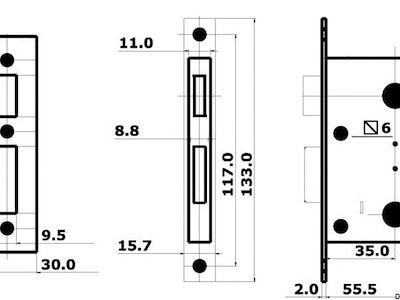 Con blocco dall'interno e sblocco di emergenza dall'esterno (per WC e cabine)
