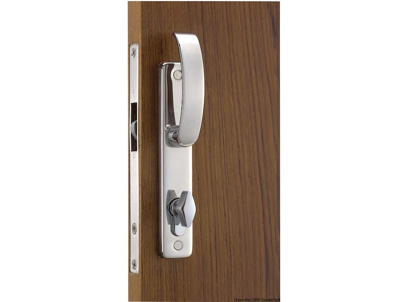 Serratura per porte scorrevoli, con maniglie esterne, chiave YALE esterna, blocco interno