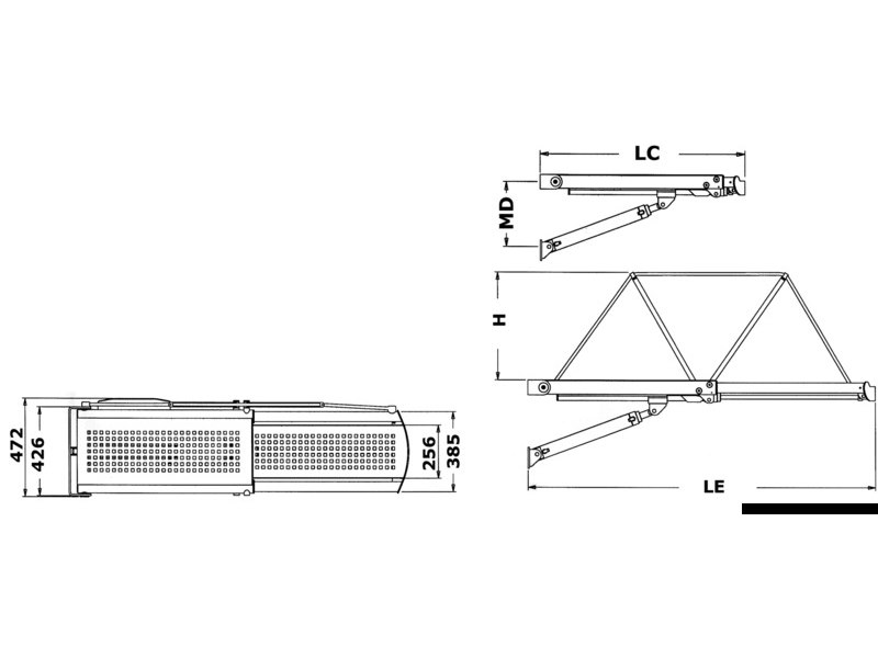 Passerella idraulica telescopica BRIDGE con struttura in acciaio inox AISI 316 lucidato a specchio