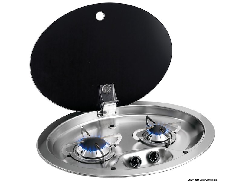 Piano di cottura inox con coperchio in vetro fumè