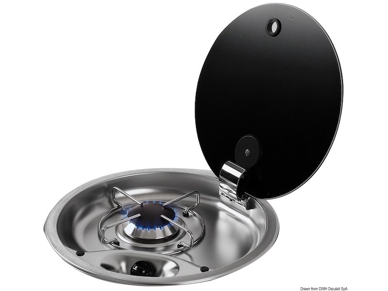 Piano di cottura inox con coperchio in vetro fumè