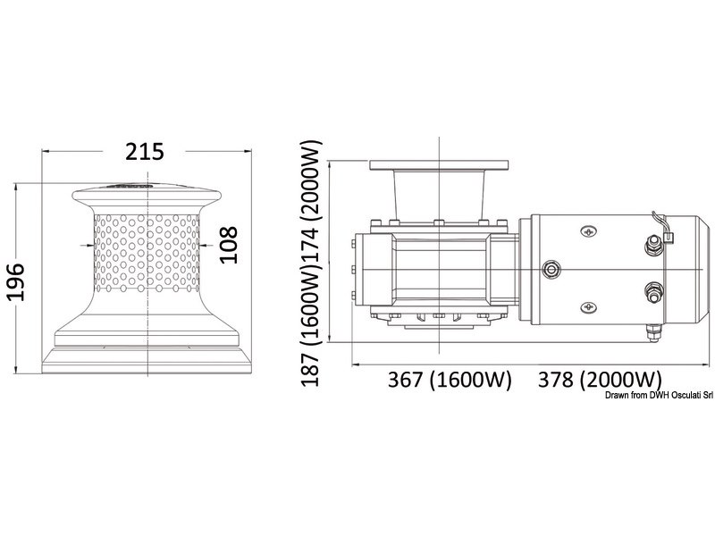 Verricello LEWMAR Capstan C4 (1600 W) e Capstan C5 (2000 W)