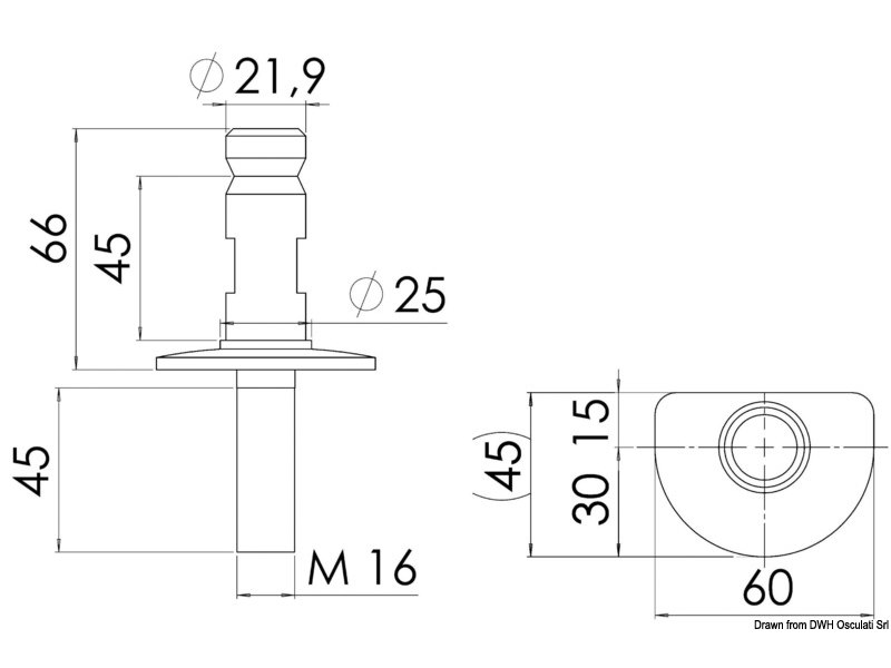 Base candeliere 60 x 45 mm 