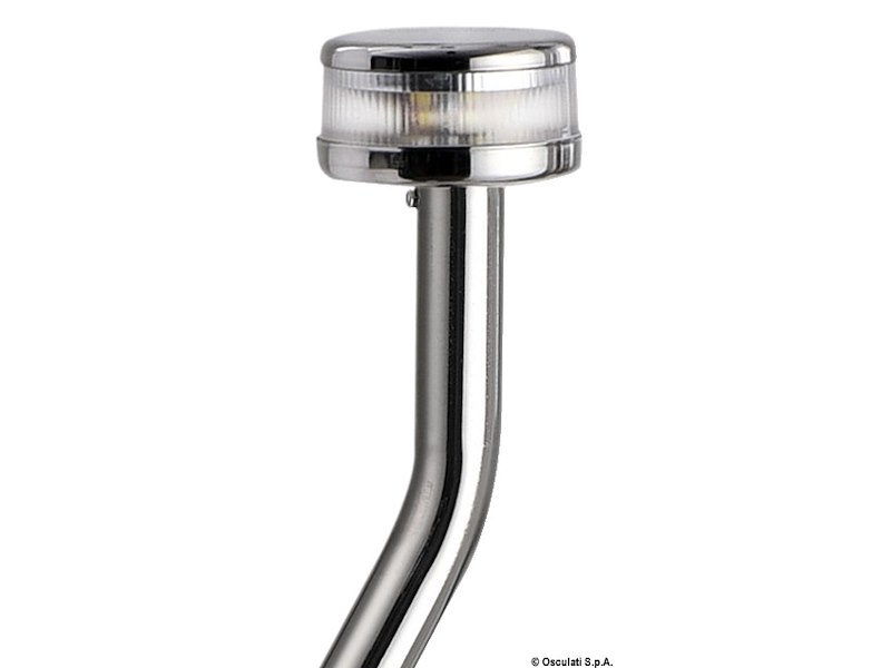 Asta luminosa completa di fanale di fonda Evoled 360° - Versione angolata ed estraibile con basetta inox fissaggi in piano