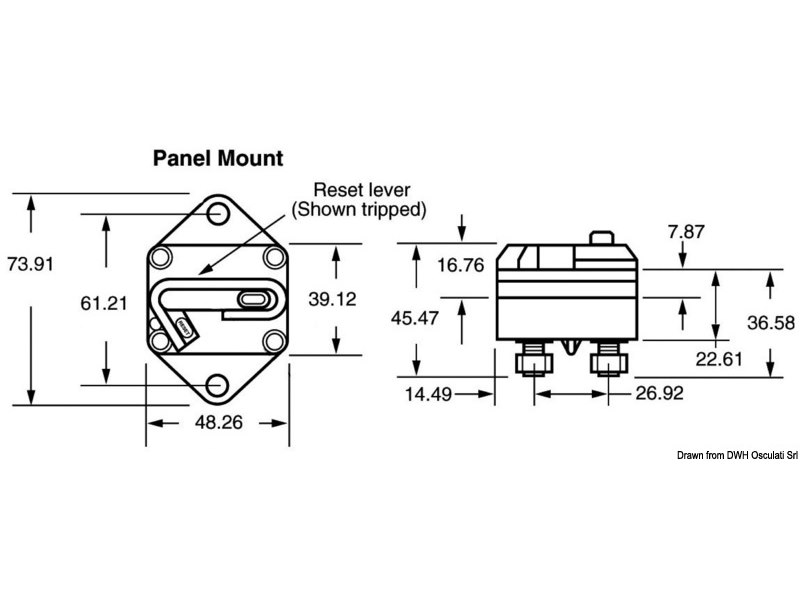 Interruttore magnetotermico stagno di protezione per verricello ed elica di prua