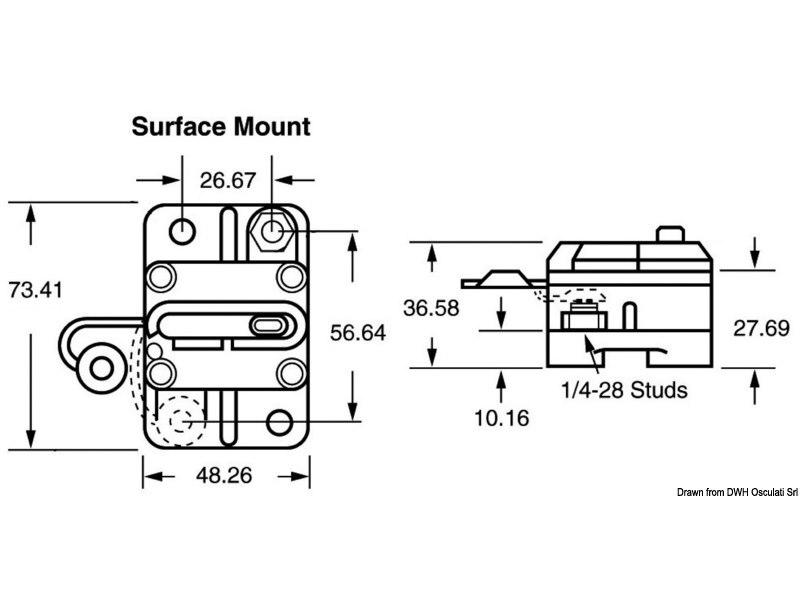 Interruttore magnetotermico stagno di protezione per verricello ed elica di prua