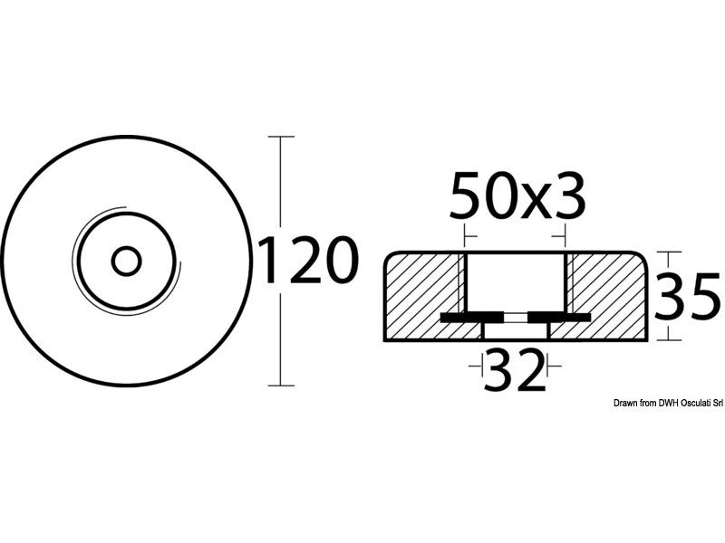 Anodo con fissaggio a scomparsa