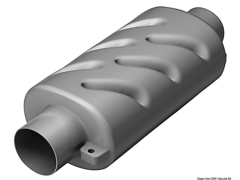 Marmitta orizzontale per motori raffreddati ad acqua