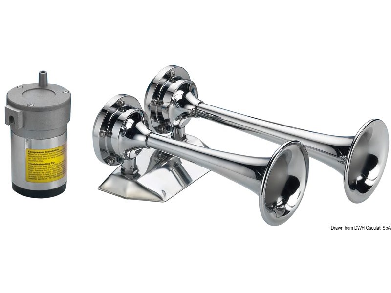 Tromba con compressore in ottone cromato per barche fino a 20 m