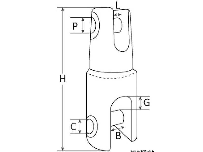 Attacco girevole Mega per ancore, ricavato da barra macchinata con CNC