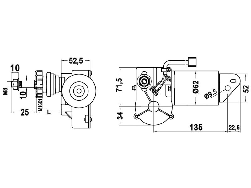 Motore serie 30 W per bracci e spazzole max 550 mm