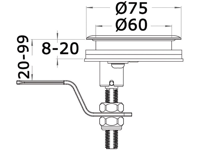 Alzapagliolo e chiusura portelli Cam Latch 75 mm
