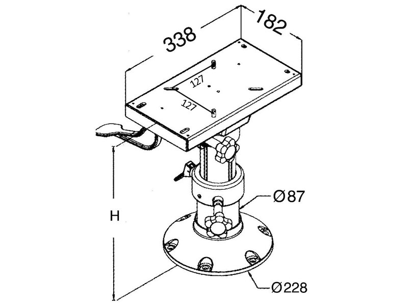 Supporto sedile con slitta girevole lucidato a specchio