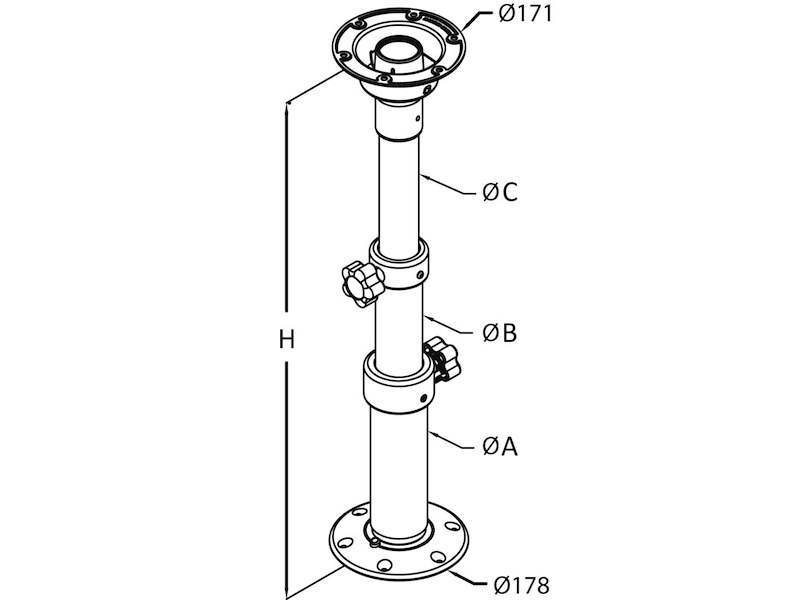 Gamba tavolo in alluminio Thread Lock per tavoli generici