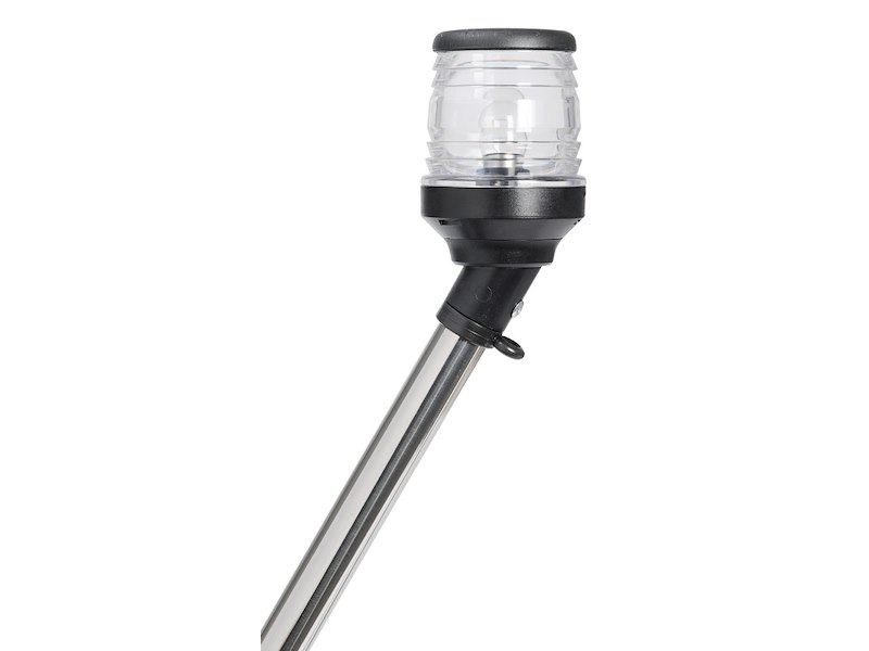 Fanale di fonda con asta estraibile inclinata con occhielli portabandiera