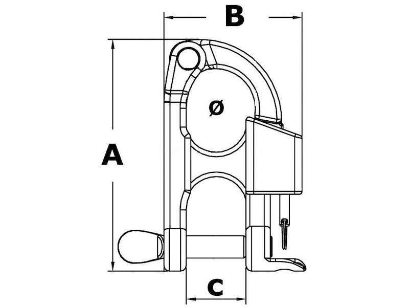 Moschettone per sci nautico, conforme norme Ri.Na con dichiarazione 165/06/DIP del 18/04/1988