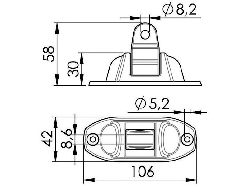 Attacco capottina inox snodato a 180° 