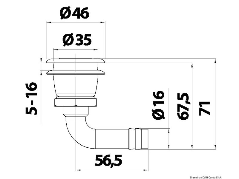 Sfiato inox 90° incassato 
