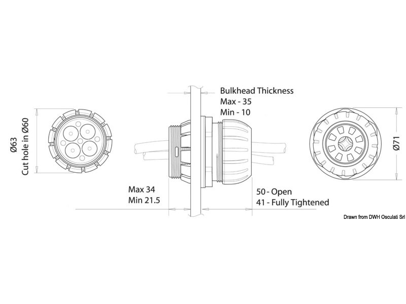 Passa paratia stagno per grandi cavi