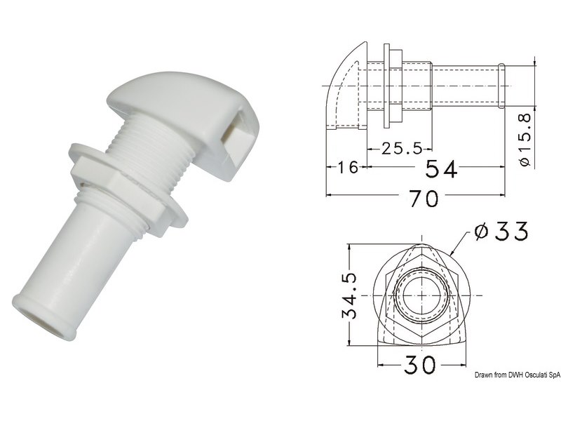 Sfiato in plastica Ø 16 mm 