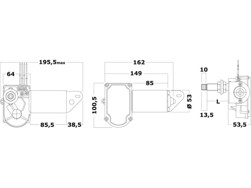 Motore serie 20 W per bracci e spazzole max 550 mm alberino alettata millerighe