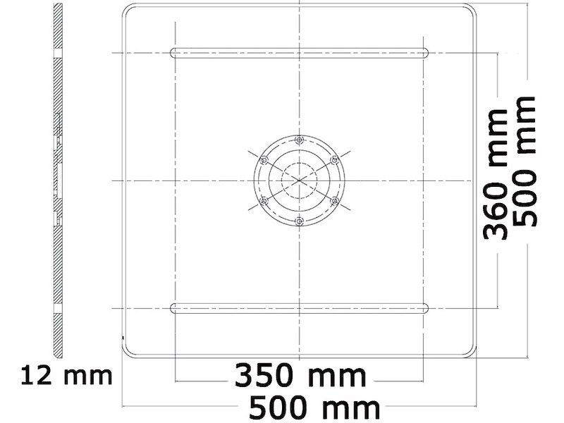 Gamba tavolo base 500 x 500 mm 
