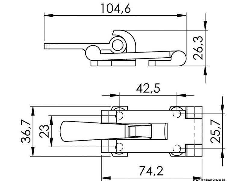 Chiusura a leva inox 104,6x36,7 mm 