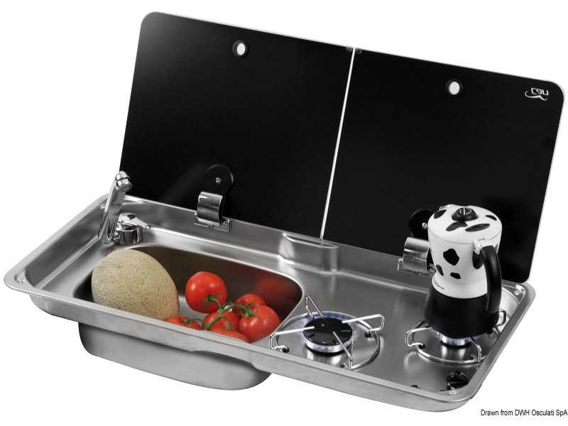 Piano di cottura con coperchio in vetro temperato fumè