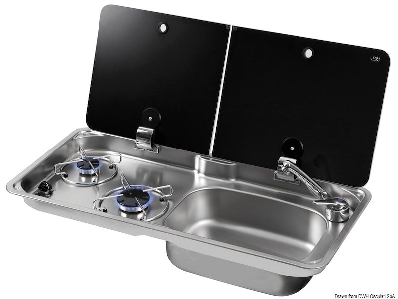 Piano di cottura con coperchio in vetro temperato fumè