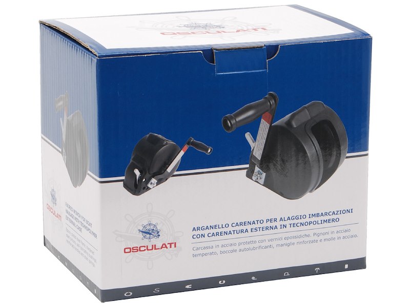 Arganello carenato per alaggio imbarcazioni con carenatura esterna in tecnopolimero