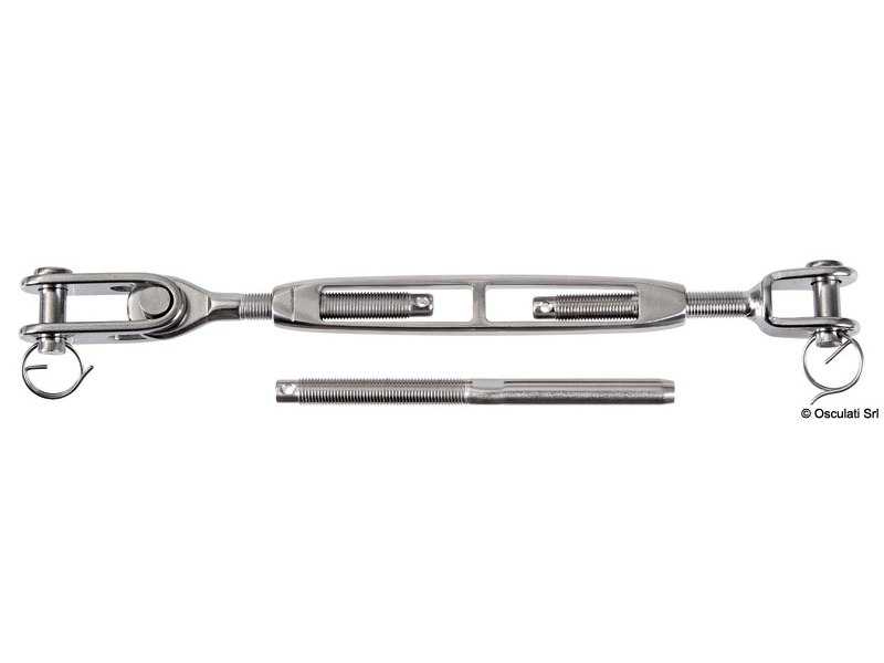 Tenditore per sartiame con cannula aperta in acciaio inox