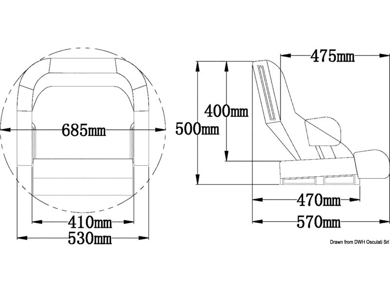 Sedile anatomico imbottito con Flip UP H52R