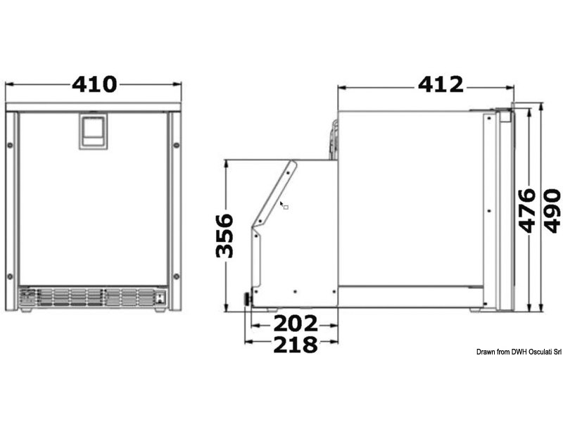 Fabbricatore ghiaccio con profilo basso 