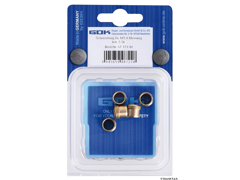 Ogiva in ottone per tubo rame 8 mm (blister 5 pz.) 
