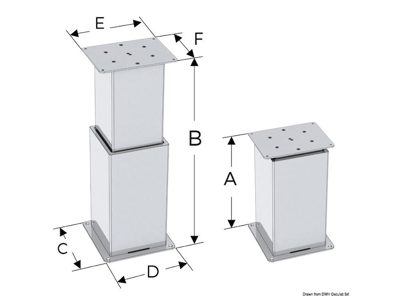 Gamba tavolo elettrica Square a due o tre stadi