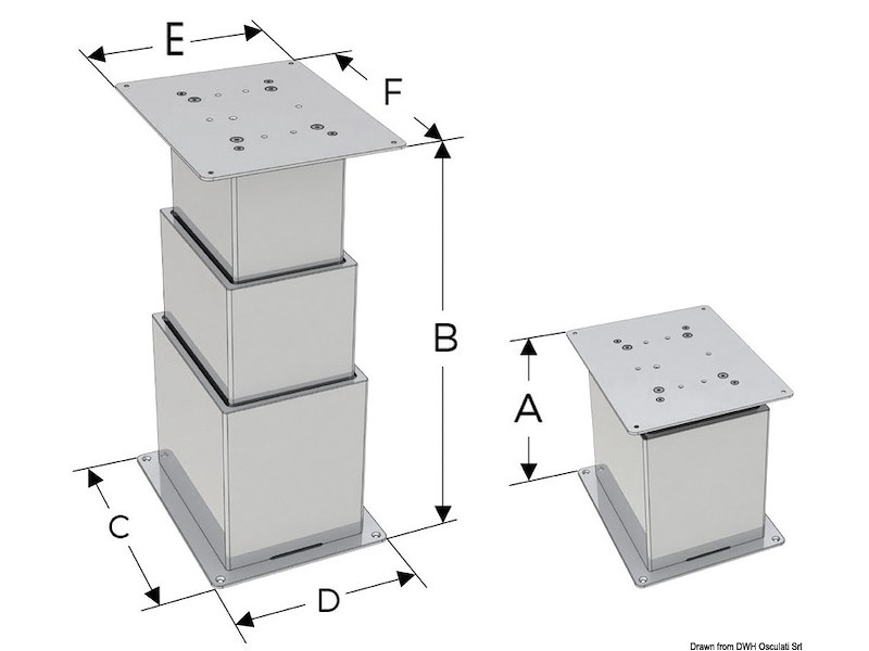 Gamba tavolo elettrica Square a due o tre stadi