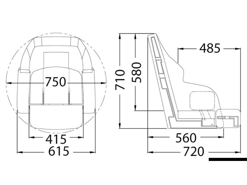 Sedile anatomico imbottito con flip up 3090