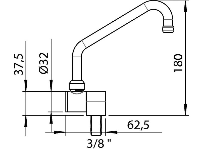 Beccuccio abbattibile in ottone cromato 
