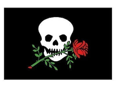 BANDIERA PIRATA CON ROSA