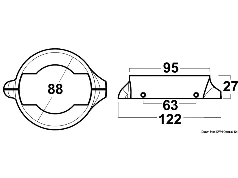 Collare Volvo Penta a 2 pezzi - S. Drive 120 con 4 viti M4X20 inox