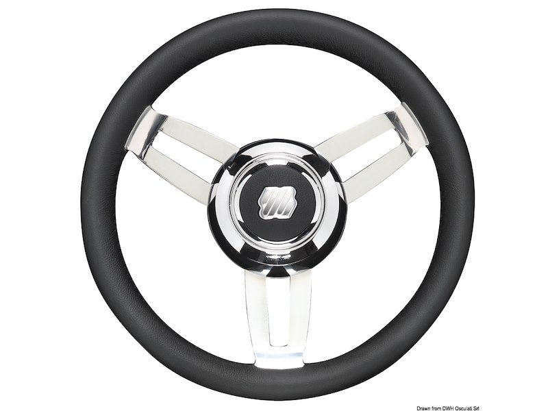 Volante Morosini nero 350mm razze inox 304 